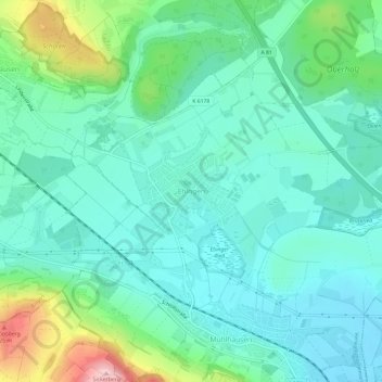 Mappa topografica Ehingen, altitudine, rilievo