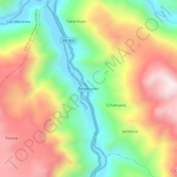 Mappa topografica Retamayocc, altitudine, rilievo