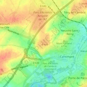 Mappa topografica Sainte-Olle, altitudine, rilievo