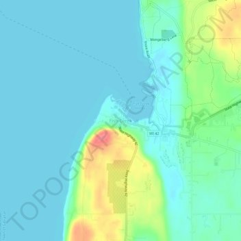 Mappa topografica Fish Creek, altitudine, rilievo