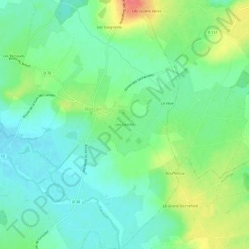 Mappa topografica Les Vaslins, altitudine, rilievo