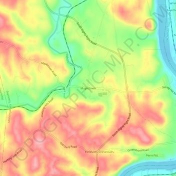 Mappa topografica Mapletown, altitudine, rilievo