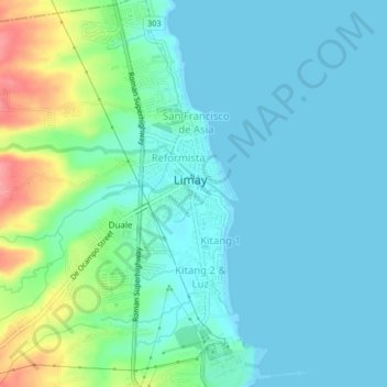 Mappa topografica Townsite, altitudine, rilievo