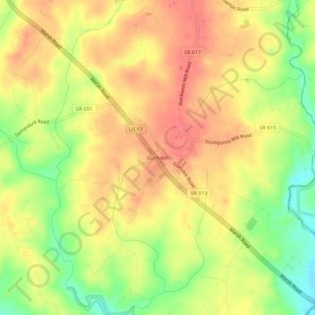 Mappa topografica Goldvein, altitudine, rilievo