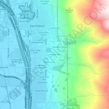 Mappa topografica Lakeview Hills, altitudine, rilievo