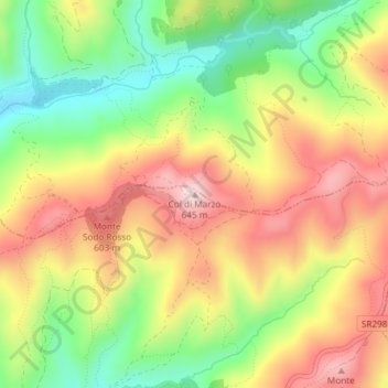 Mappa topografica Col di Marzo, altitudine, rilievo