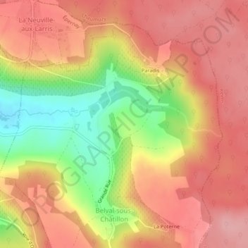 Mappa topografica Le Mont Pinson, altitudine, rilievo