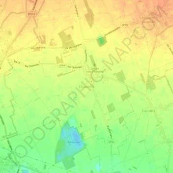 Mappa topografica Chiasiellis, altitudine, rilievo