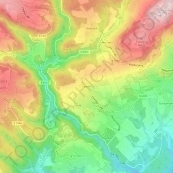 Mappa topografica Etzwihl, altitudine, rilievo