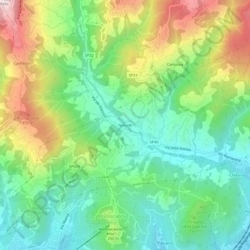 Mappa topografica Nievole, altitudine, rilievo