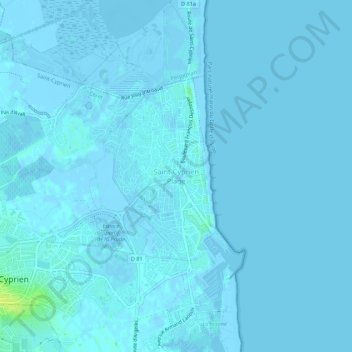 Mappa topografica Saint-Cyprien Plage, altitudine, rilievo