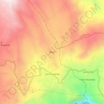 Mappa topografica Alban, altitudine, rilievo