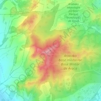 Mappa topografica Araka, altitudine, rilievo