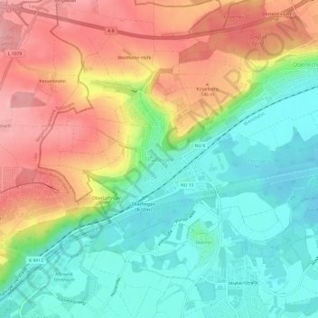 Mappa topografica Thalfingen, altitudine, rilievo