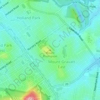 Mappa topografica Mount Thompson, altitudine, rilievo
