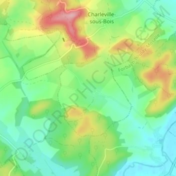 Mappa topografica Mussy l'Évêque, altitudine, rilievo