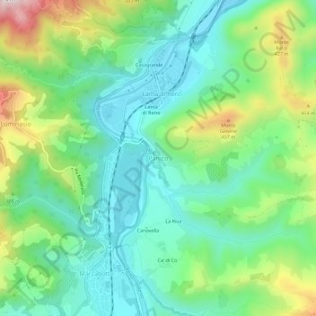 Mappa topografica Pànico, altitudine, rilievo