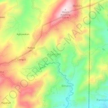 Mappa topografica Agsungot, altitudine, rilievo