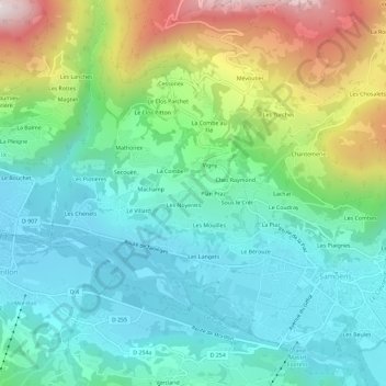 Mappa topografica Plampraz, altitudine, rilievo