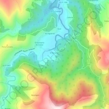Mappa topografica Piquín, altitudine, rilievo