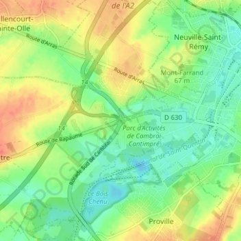 Mappa topografica Petit-Fontaine, altitudine, rilievo