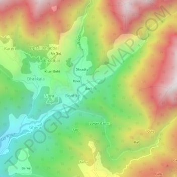 Mappa topografica Berli, altitudine, rilievo