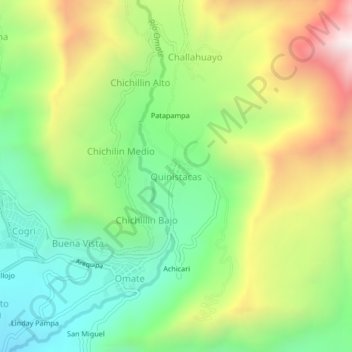 Mappa topografica Quinistacas, altitudine, rilievo