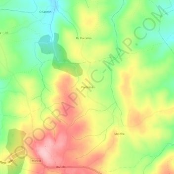 Mappa topografica Pardesoa, altitudine, rilievo