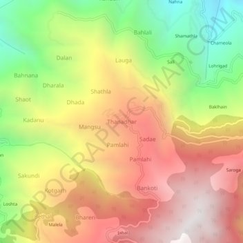 Mappa topografica Thanadhar, altitudine, rilievo