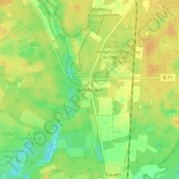 Mappa topografica Dethlingen, altitudine, rilievo