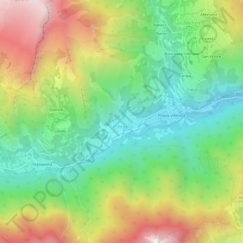 Mappa topografica Prazzo superiore, altitudine, rilievo