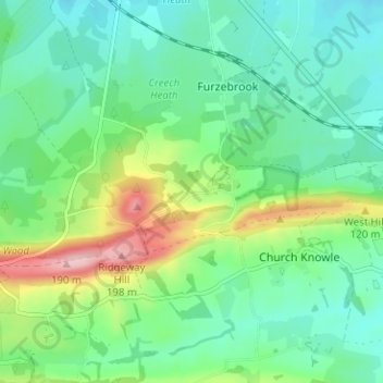 Mappa topografica East Creech, altitudine, rilievo