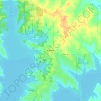 Mappa topografica Paradise, altitudine, rilievo
