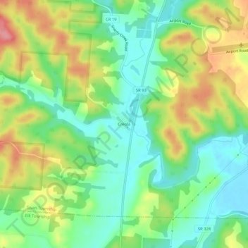 Mappa topografica Creola, altitudine, rilievo