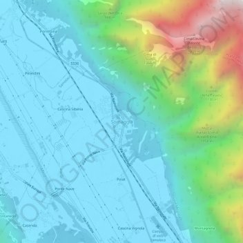 Mappa topografica Somaggia, altitudine, rilievo