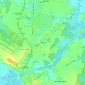 Mappa topografica La Pierrière, altitudine, rilievo