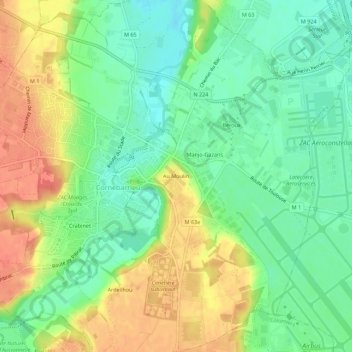 Mappa topografica Au Moulin, altitudine, rilievo