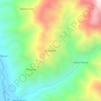 Mappa topografica Santa Rosa, altitudine, rilievo