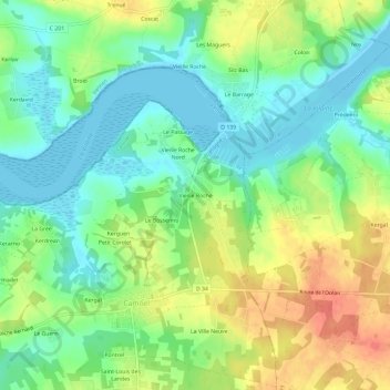 Mappa topografica Vieille Roche, altitudine, rilievo