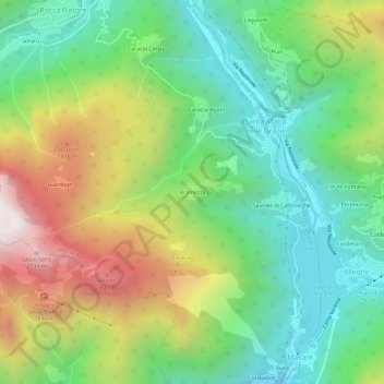 Mappa topografica Bramezza, altitudine, rilievo