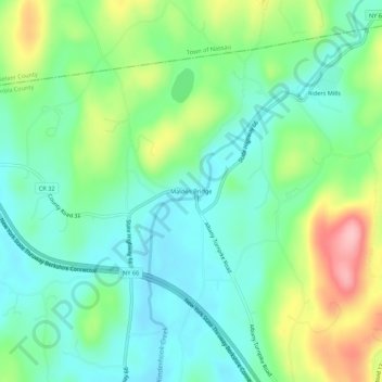 Mappa topografica Malden Bridge, altitudine, rilievo