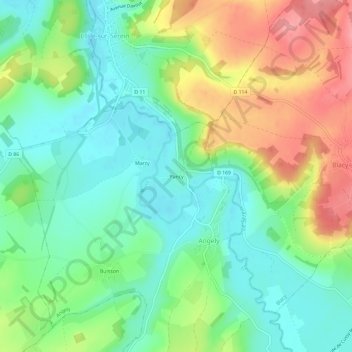 Mappa topografica Pancy, altitudine, rilievo