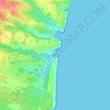 Mappa topografica Cala Murada, altitudine, rilievo
