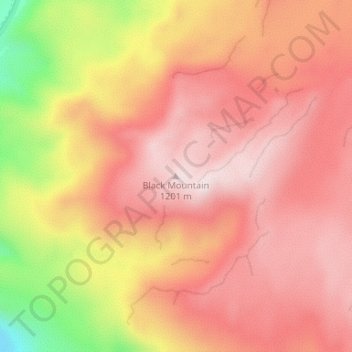 Mappa topografica Black Mountain, altitudine, rilievo