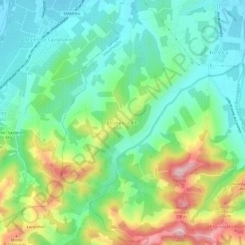 Mappa topografica Montebudello, altitudine, rilievo