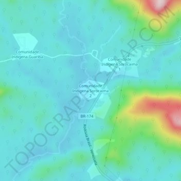 Mappa topografica Comunidade Indígena Sorocaima 2, altitudine, rilievo