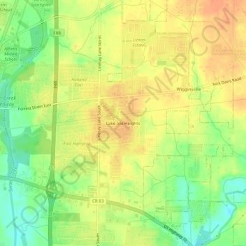 Mappa topografica Lake Ida Heights, altitudine, rilievo
