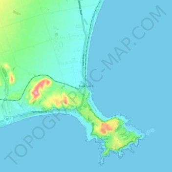 Mappa topografica Kaikōura, altitudine, rilievo