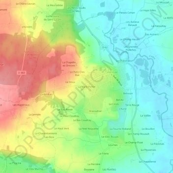 Mappa topografica La Mare Pichot, altitudine, rilievo