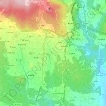 Mappa topografica Feros, altitudine, rilievo